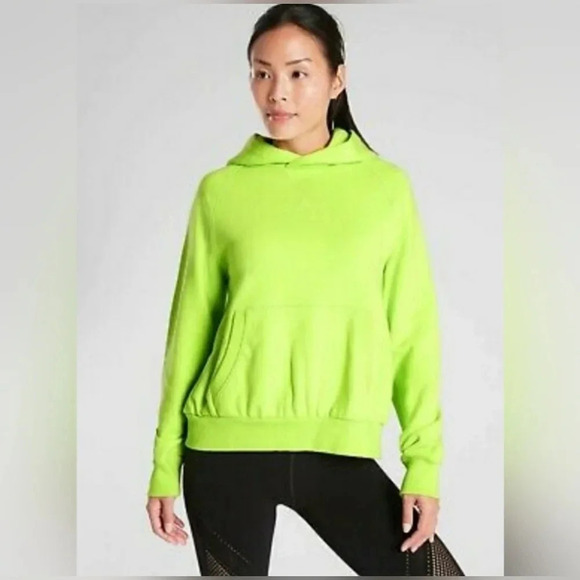 Athleta Moonrise Lime Green Open Black Athletic Hoodie Neon size Small - Picture 1 of 10